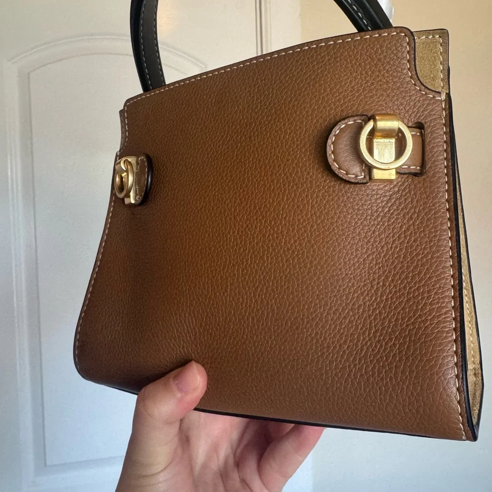 Tory Burch Brown/Black Leather Bag Lee Radiwitz Petite with Gold Hardware - Picture 4 of 16